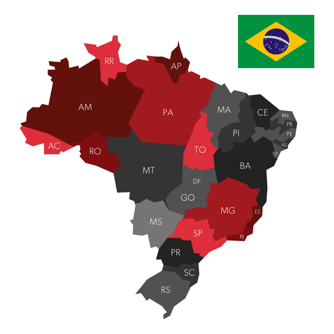 Mapa com unidades Terceira Visão pelo Brasil